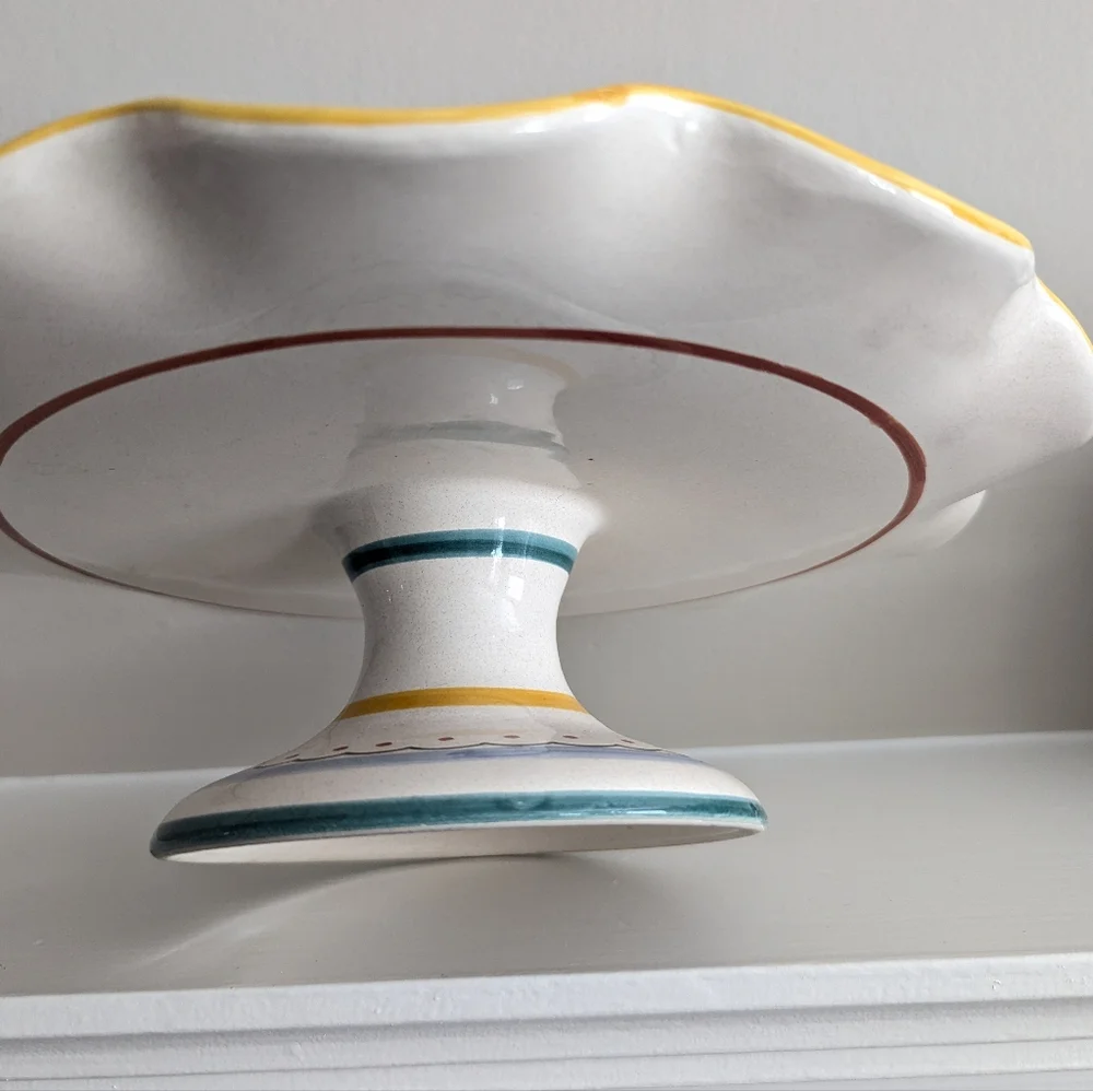 Ceramica Nova Deruta Hand Painted Cake Stand Made In Italy